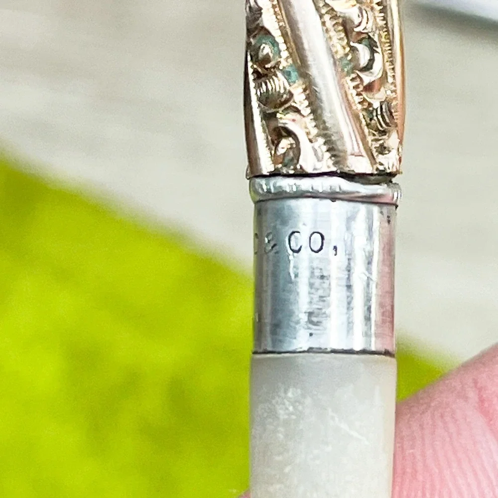 Mabie Todd & Co Sterling Silver Mother of Pearl Dip Pen Set Vintage Nibs Case